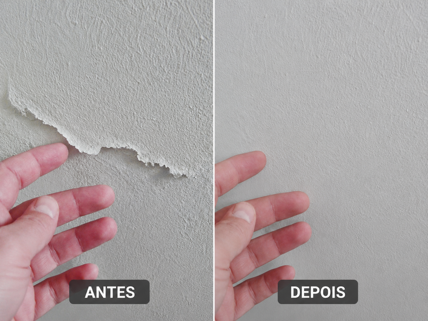 Antes e depois de mancha de infiltração no forro