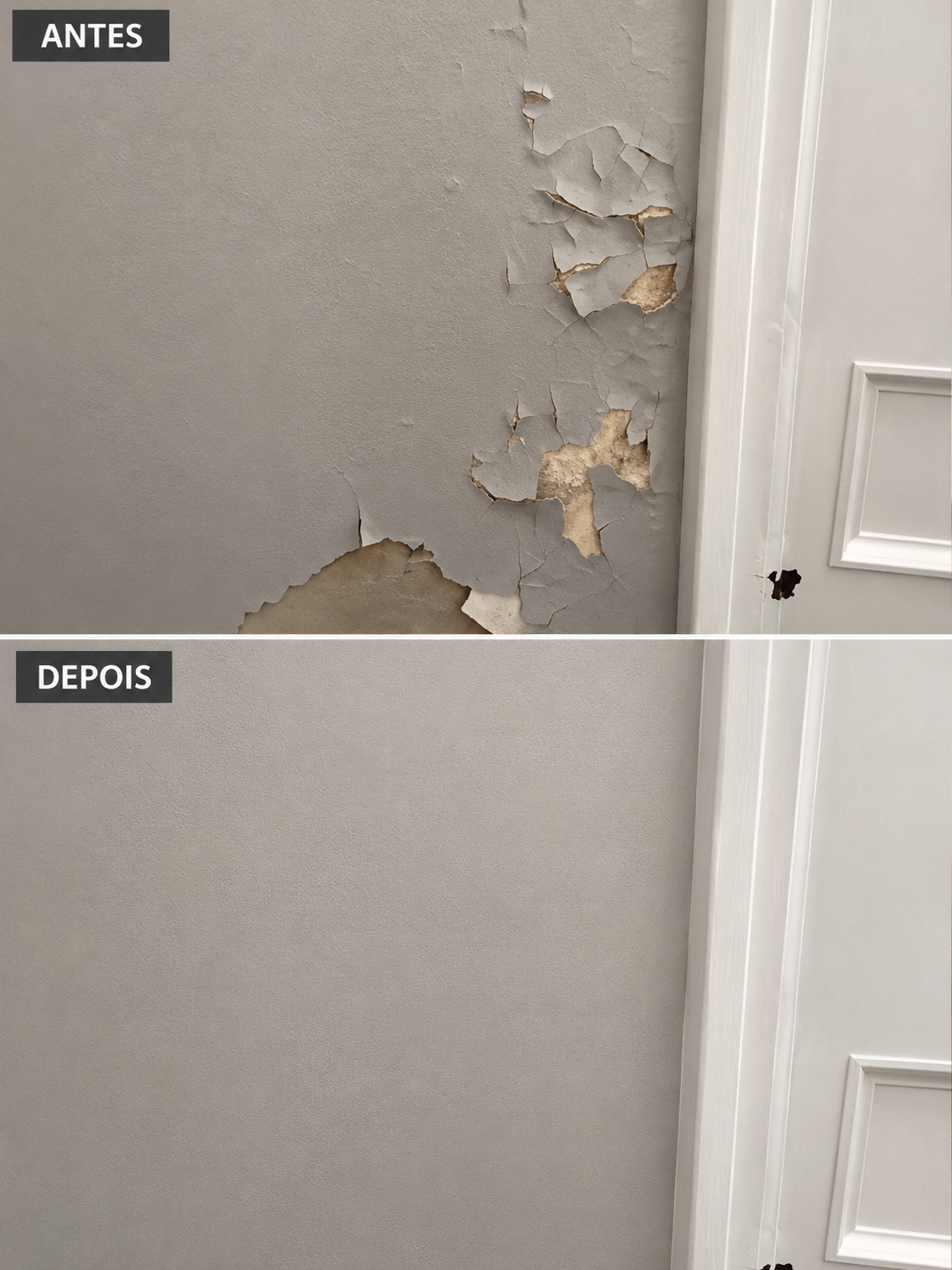 Antes e depois de instalação de forro liso